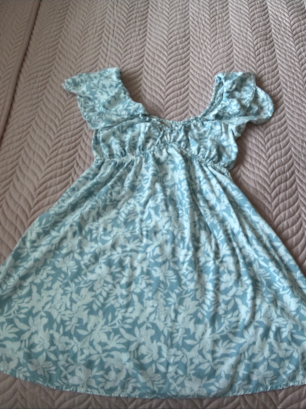 Billabong Women’s L Floral Mini Dress Blue White 100% Viscose Flutter Sleeves - Picture 9 of 9